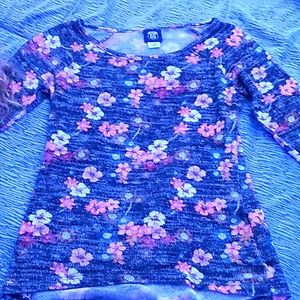 Flower long sleeve silky shirt